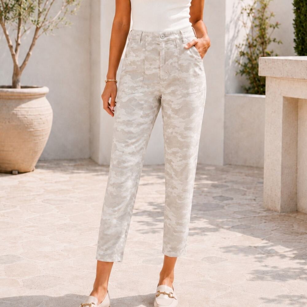 Knox Rose Camo Stretch Pants Beige & White Size 8